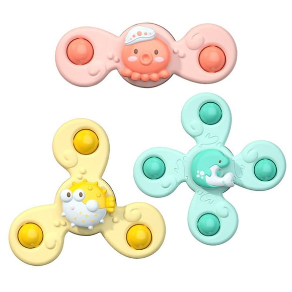 Jouets de Bain Montessori pour Enfant, Toupie Rotative pour Garçon et Fille, Jouet de Bain avec Ventouse et Toupie pour Enfants, Anneau de Dentition