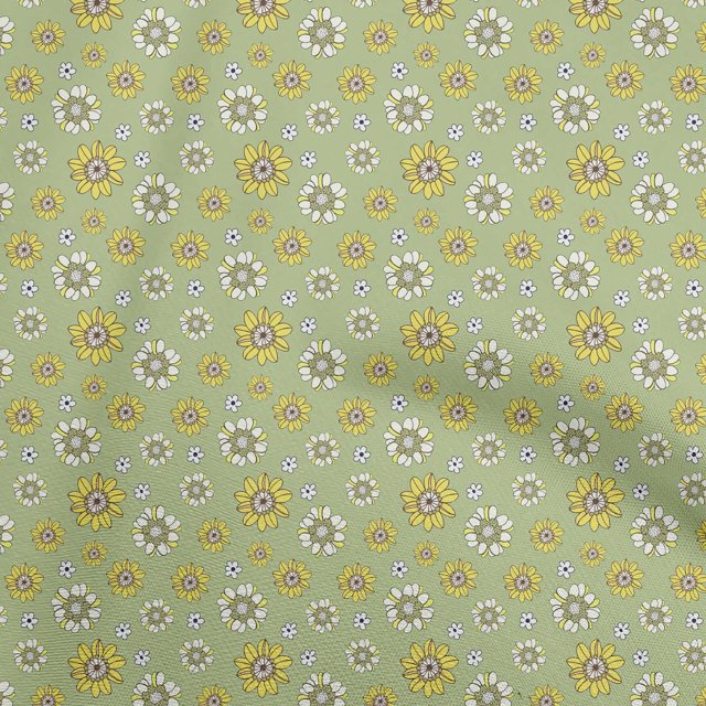 oneOone Georgette Viscose Light Green Fabric Floral Retro Craft Projects Decor Fabric Printed By The Yard 42 Inch Wide