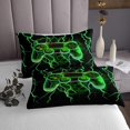 thumbnail image 3 of Erosebridal Teens Video Game Coverlet Set Queen, Gradient Green Lightning Bedding Set, Ultra Soft 3 Pieces, 3 of 5