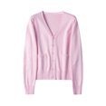 thumbnail image 1 of MAWCLOS Ladies Cardigan Sweater Long Sleeve Outwear V Neck Coat Soft Travel Button Down Jacket Bright Pink M, 1 of 2