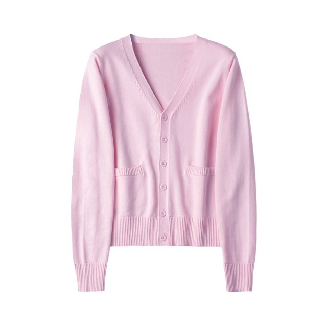 MAWCLOS Ladies Cardigan Sweater Long Sleeve Outwear V Neck Coat Soft Travel Button Down Jacket Bright Pink M