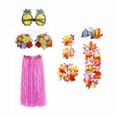 thumbnail image 2 of Tropical hawaiian Skirt Costume Set Glasses Accessory Adjustable Stretchy Womens 80cm, 2 of 8