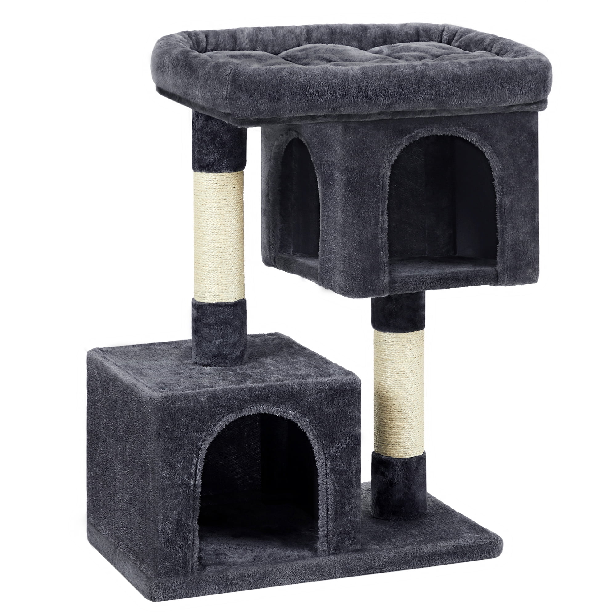 Cat Tree for Large Cats, Multi-Level Condo with Sisal Scratching Post, 23.6 x 15.7 x 31.3 inches, Dark Gray