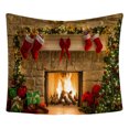 thumbnail image 1 of Xmas Fireplace Backdrop Christmas Tree Photography Background Party Banner backdrop; Christmas tree Home Decoration, 150x130cm, 1 of 8