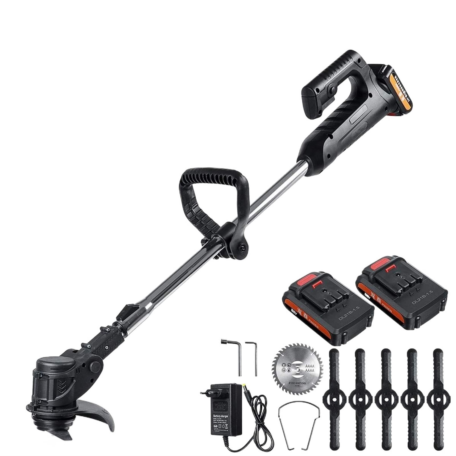 24V 1000W Cordless Electric Lawn Mower 10000RPM Wireless Grass Trimmer Kit With 2 Li-Ion Battery Adjustable Handle Garden Tools ,Long Lasting