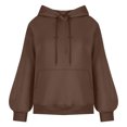 thumbnail image 4 of MeetoTime Women's Hooded Sweatshirt Fall Basic Long Sleeve Solid Color Hoodie Pullover with Pocket, 4 of 6