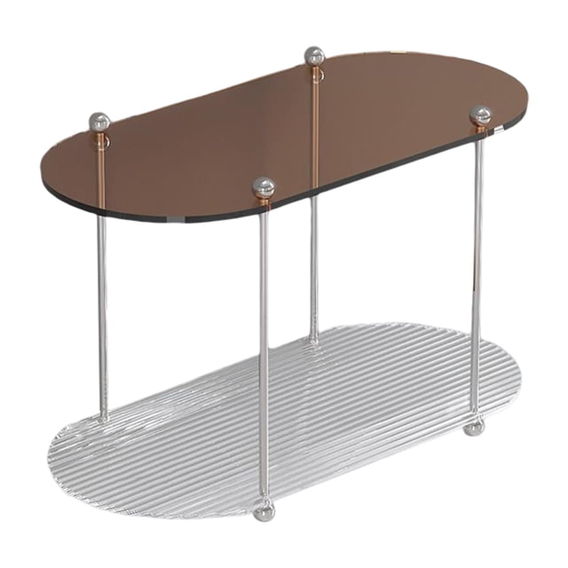 simhoa 2 Layer Bathroom Storage Rack Shower Shelf Makeup Organizer Counter Vanity Clear Brown