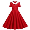 thumbnail image 1 of Babysbule Robe pour Femme 2024 Été Mode Femmes Décontractée Unie Vintage à Manches Courtes à Col en V Robe Mini pour Dames, 1 of 6