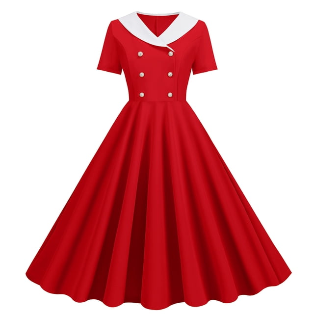 Babysbule Robe pour Femme 2024 Été Mode Femmes Décontractée Unie Vintage à Manches Courtes à Col en V Robe Mini pour Dames