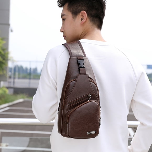 Meitianfacai Clearance Under 5 Storage Bag & Travel Bag Small Sling Bag Crossbody Chest Shoulder Waterproof Leather Sling Purse One Strap Travel Bag for Men Women Boys with Earphone Hole