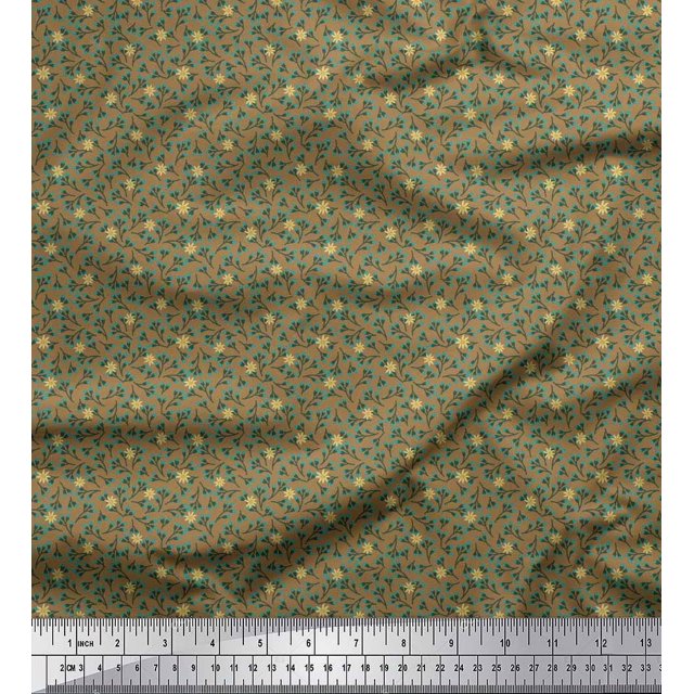 Soimoi Modal Satin Fabric Flower Artistic Decor Fabric Printed Yard 42 Inch Wide