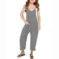 thumbnail image 1 of Full Length Pants Overalls, Girls Casual Jumpsuits Sleeveless Summer Rompers Long Pants With Pockets For 5-14 Years, 1 of 6