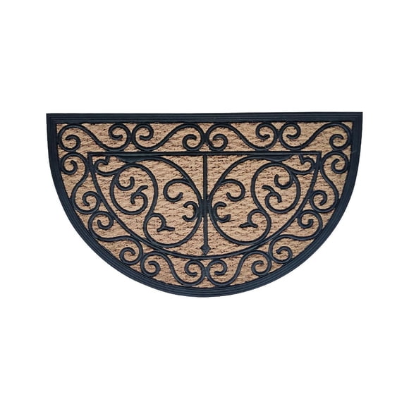 Home Décor Inc. Half Moon Coir Doormat – Durable, Natural Fiber, Anti-Skid Backing
