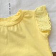 thumbnail image 4 of WEIYLL Girls T-Shirts Summer Solid Color Crew Neck Ruched Flying Sleeve Casual Outing Child Tops for 3-4 Years, 4 of 5