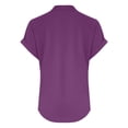 thumbnail image 5 of WEIYLL Womens T Shirts Summer Loose Fit V Neck Curved Hem Flowy Solid Purple Tops Sizes S, 5 of 5