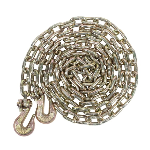 Mytee Products 5/16 Inch x 12 FT Grade 70 Binder Chain with Clevis Grab Hooks - G70 Transport Tow Chain - 4 700 Lbs Working Load Limit