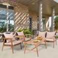 thumbnail image 4 of Gymax 4PCS Outdoor Furniture Set Patio Conversation Set  w/ Wood Frame Cushion, 4 of 10