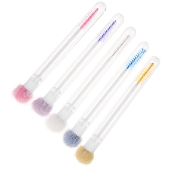 HOOWIFFY 5Pcs Portable Mascara Brush with Tube Assorted Colors Eyebrow Eyelash Applicator for Makeup
