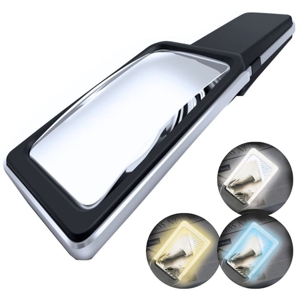 MAGNIPROS 6X Magnifying Glass with 3 Colour Lighting Modes-Ease Strain Eyes & Provide Evenly Lit Viewing Area for Reading, Low Vision, Seniors