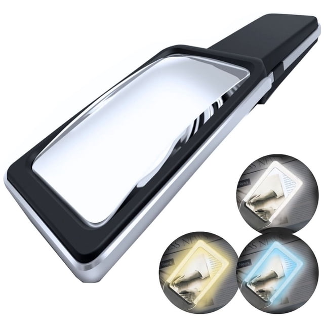 MAGNIPROS 6X Magnifying Glass with 3 Colour Lighting Modes-Ease Strain Eyes & Provide Evenly Lit Viewing Area for Reading, Low Vision, Seniors