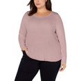 thumbnail image 3 of Haut en Tricot pour Femmes Grande Taille Col Rond Chemise Queue Côtelée 2X, 3 of 4