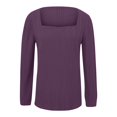 thumbnail image 4 of Meichang Cyber and Monday Deals, Puff Long Sleeve Shirts for Women Plus Size Square Neck Ribbed Knit Tops Solid Loose Fit Side Slit Hem Blouses Spring Trendy Women Tunic Tops, 4 of 4