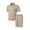 Khaki, variant on Men Solid Color Casual Fashion Short Sleeve Lapel Shorts Two-piece