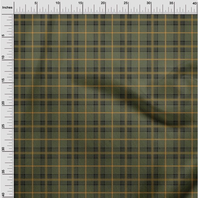 oneOone Viscose Chiffon Fabric Tartan Check Print Fabric By The Yard 42 Inch Wide