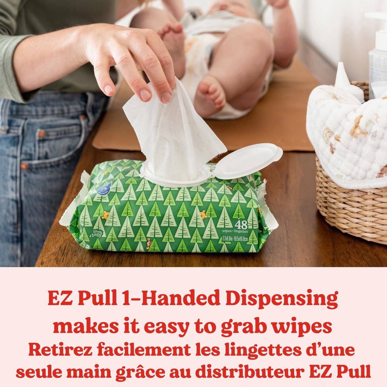 Huggies Natural Care pour peau sensible, Lingettes pour bébés, Non parfumé, 1 emballage à couvercle rabattable, total de 56 lingettes