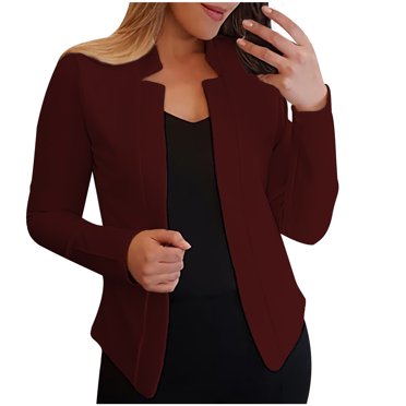 AherBiu Plus Size Blazer Jackets for Women Open Front Long Sleeve Business Casual Cardigan Outwear
