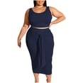 thumbnail image 2 of CEHVOM Tailleur pour Femme Été Uni Moulant Fesses Mode Décontracté Grande Taille, 2 of 6
