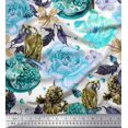 thumbnail image 1 of Soimoi Polyester Crepe Fabric Parrot,Pomegranate & Rose Flower Fabric Prints by Yard 52 Inch Wide, 1 of 3