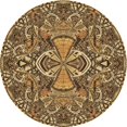 thumbnail image 1 of Ahgly Tapis Rond Lavable en Machine Intérieur Transitionnel GoldenRod Or, 5 Pieds Rond, 1 of 7