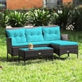 thumbnail image 2 of Gymax Ensemble de Conversation Sectionnel en Rotin pour Patio 3 Pcs avec Coussins Turquoise, 2 of 7