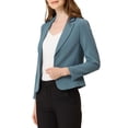 thumbnail image 4 of INSPIRE CHIC Women's Blazer Open Front Wear-to-Work Summer Crop Suit Jacket Blue Grey-Solid XS, 4 of 6