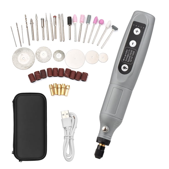 Riwcyla Ensemble d'Outils Rotatifs Portables Broyeur Sans Fil Portatif Rechargeable Recharge USB 5, Vitesse avec Multiples Accessoires pour Découpe Ponçage Gravure Polissage et Bricolage