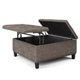 thumbnail image 3 of SIMPLIHOME Harrison Ottomane de Rangement Carrée pour Table Basse de 36 Pouces de Large avec Dessus Relevable, Tabouret Repose-Pieds Cocktail en Tissu Tweed Capitonné Brun Vison Rembourré pour le Salon, Traditionnel, 3 of 5