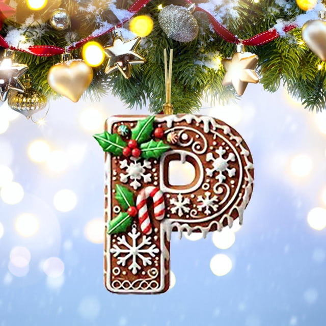 Rwnbm 26 Letters Christmas Tree Decoration Pendant Christmas Tree Ornaments Personalized DIY Christmas Ornaments Christmas Decoration Xmas Tree Hanging Decor Feature