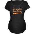 thumbnail image 1 of Halloween Pumpkin Smuggler Black Maternity Soft T-Shirt, 1 of 1