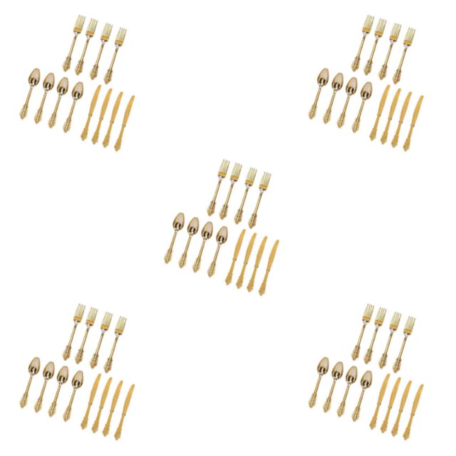 maskred Eco-Friendly Durable Plastic Forks Spoons and for Party Decor Silverware Golden 18.5cm 5Set