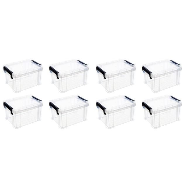 AMERTEER Box Storage Mini Latching Small Tote Plastic Sundries Case Clear Lids Bins Organizer Clip Bin Container Organizer