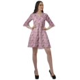 thumbnail image 3 of Moomaya Robe Chemise en Poly-Crêpe pour Femmes, Manches à Volants Imprimées, Tenue Décontractée d'Été, 3 of 4