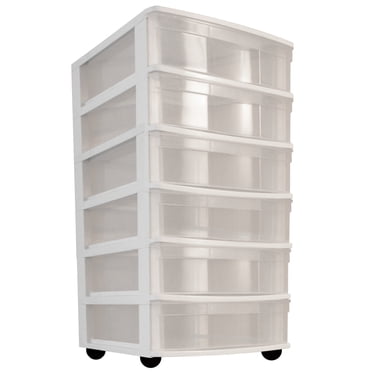 Gracious Living 6 Drawer Cart White with Clear Drawers