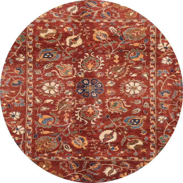 Ahgly Company Indoor Round Abstract Red Oriental Area Rugs, 3' Round