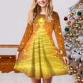 thumbnail image 2 of Splozh Robe Décontractée pour Fille à Manches Longues, Imprimé de Noël, Bal de Promo, Fête de Noël, Robes pour Fille, Or, 3-4 Ans, 2 of 5