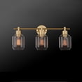 thumbnail image 2 of Globe Electric Cannes 5-Piece Matte Brass All-In-One Bathroom Hardware Set with 3-Light Vanity Light Fixture and Clear Glass Shades, 2 of 9