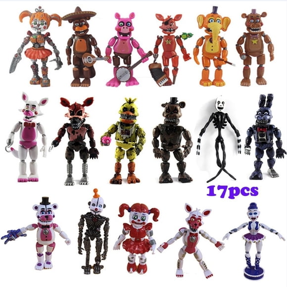 17pcs Five Nights At Freddy's Game FNAF-6"Figure Funtime Freddy Foxy Sister Location Lightening Movable Action Figures Gift Toys,Hot Figure Toys Gift for Kids Christmas Birthday Decorations