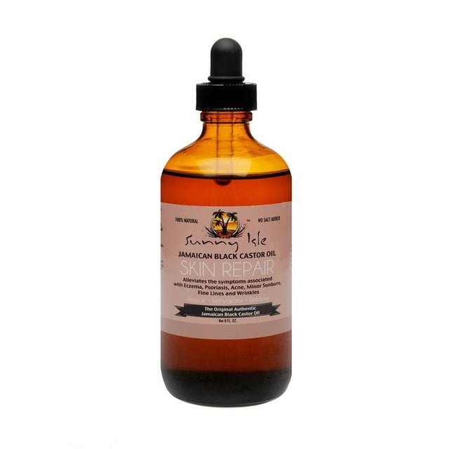 Sunny Isle Huile de Ricin Noire Jamaïcaine 8oz Réparation de la Peau Enrichie en Huile de Vitamine E Huile pour la Peau / Aide à Réparer et Hydrater les Soins de la Peau - Réduit les Ridules et les Rides