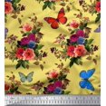 thumbnail image 1 of Soimoi Cotton Duck Fabric Leaves, & Peony Floral Printed Fabric 1 Yard 56 Inch Wide, 1 of 3