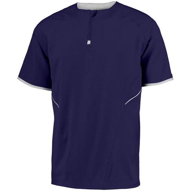 Adult Short Sleeve Pullover, Purple & White - Medium